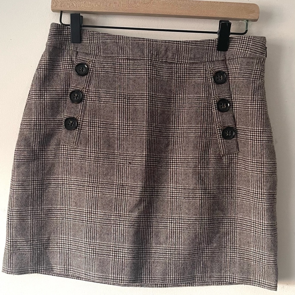 Banana Republic Brown Plaid Mini Skirt